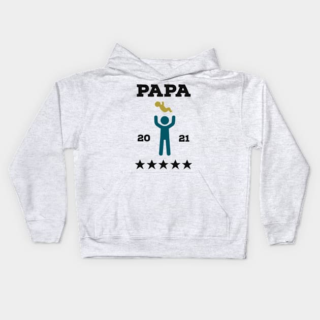 Papa 2021 Baby Announcement Future Dad Kids Hoodie by Foxxy Merch